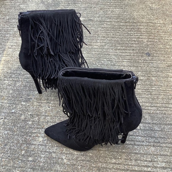 Nasty Gal Fringe Black bootie Size 7.5 - Picture 6 of 10